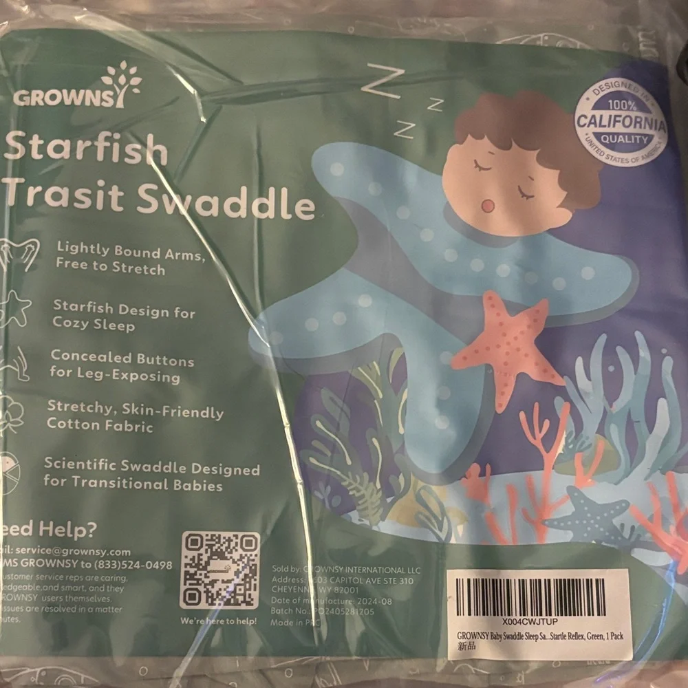 Green Starfish Design Baby Swaddle Sack